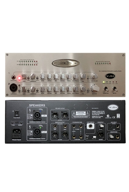 WJBA 2000 Watt Bass Guitar Amplifier with built in Twin Channel Bass Pre-Amp, featuring the option of phantom power on the second channel. Single DI.