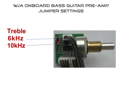 Wayne Jones Audio WJA-3 3-band onboard bass guitar pre-amp. Treble Jumper settings.